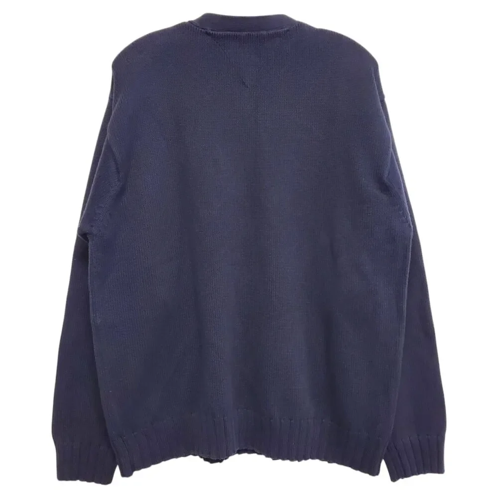 Vintage TOMMY HILFIGER Sweater Adult XL Blue Casual V-Neck Preppy Cotton 90s Y2K